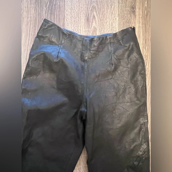 Vintage Leather Renditions By Sandi Black Leggings Size 6 Genuine Leather Pants - Picture 3 of 9